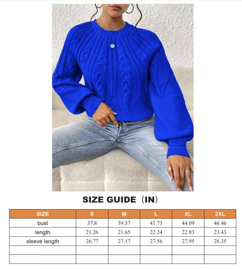 Cozy Blue Cable Knit Sweater