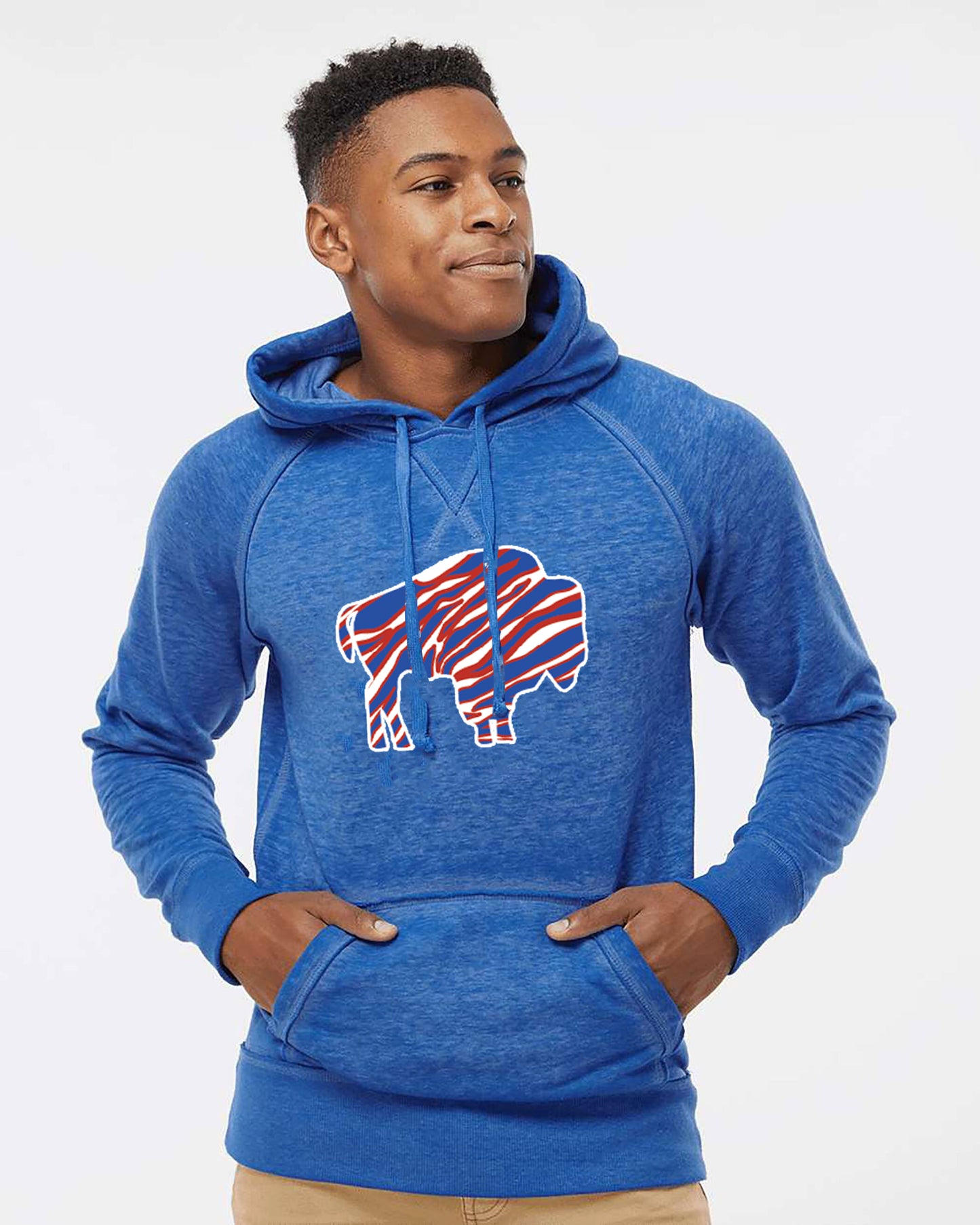 Blue distressed Buffalo football hoodie | Let's go Buffalo