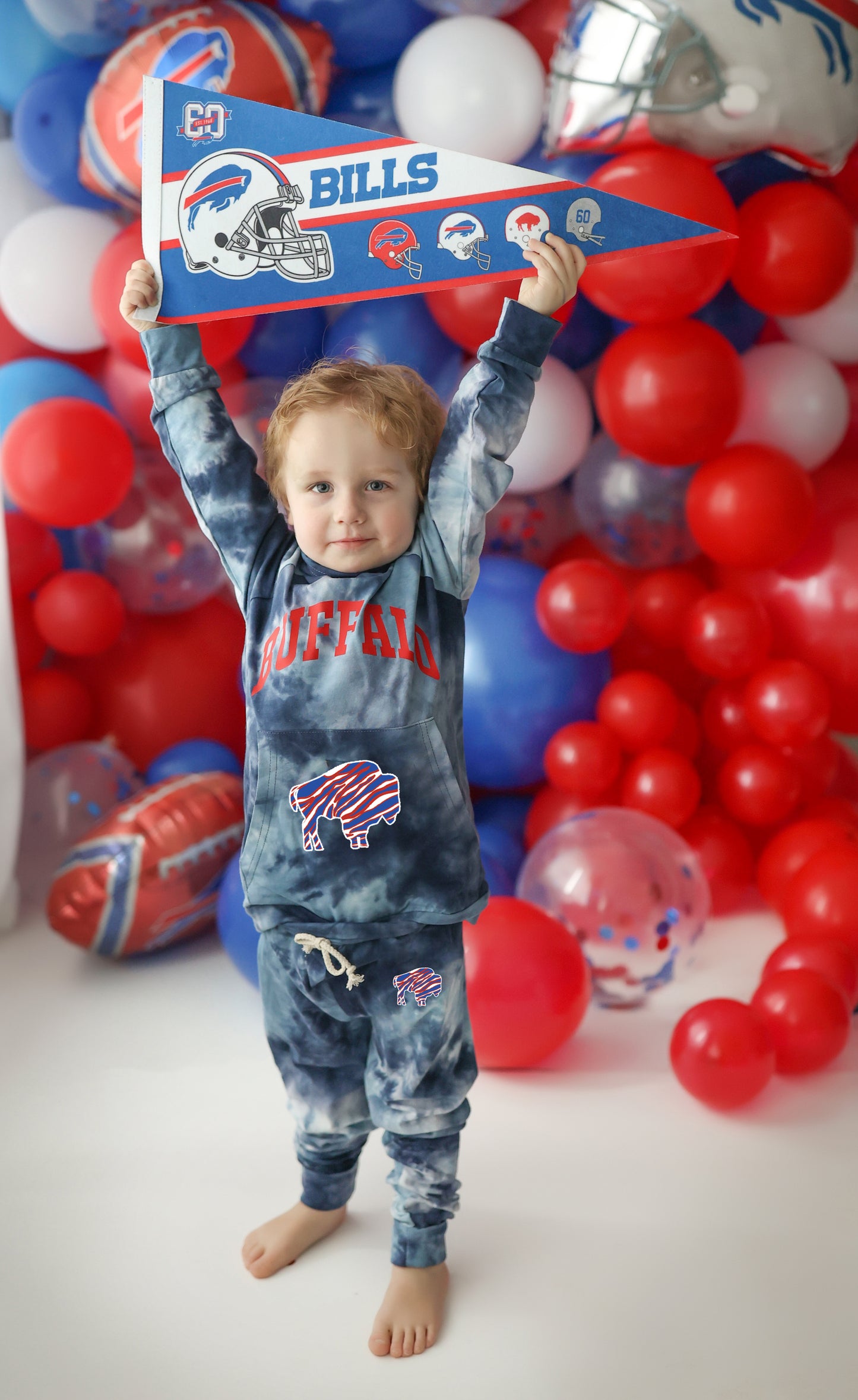BUFFALO football Tie Dye Kid's lightweight hoodie set