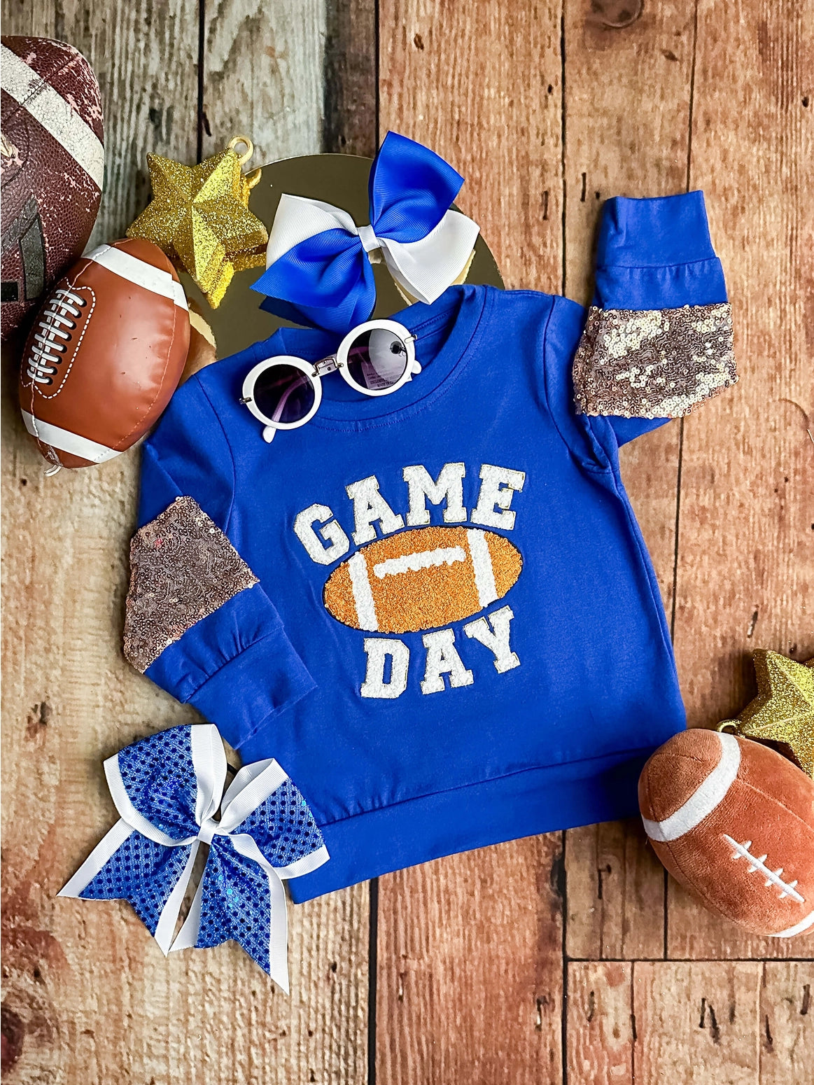 Game Day Mommy and Me Set Royal Blue Sequin Shirt