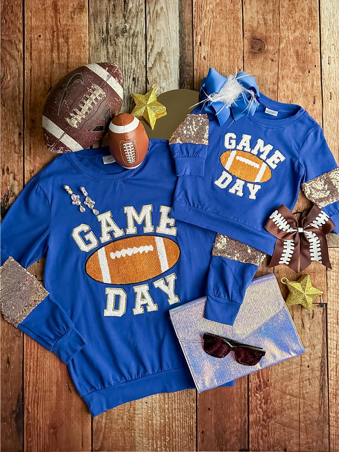 Game Day Mommy and Me Set Royal Blue Sequin Shirt