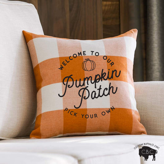 Pumpkin Patch Pillow | Orange Plaid Buffalo Plaid Pillow