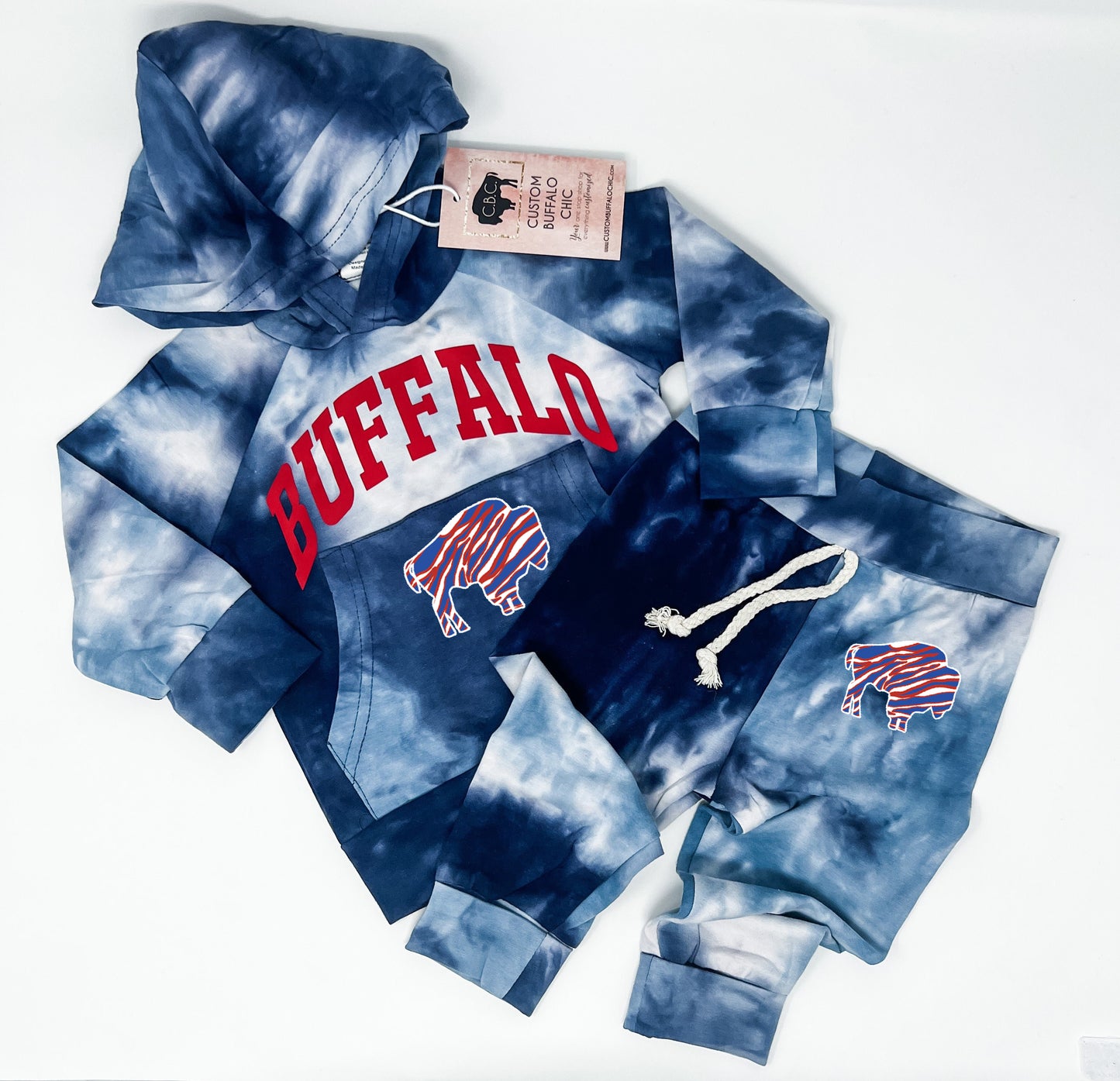 BUFFALO football Tie Dye Kid's lightweight hoodie set