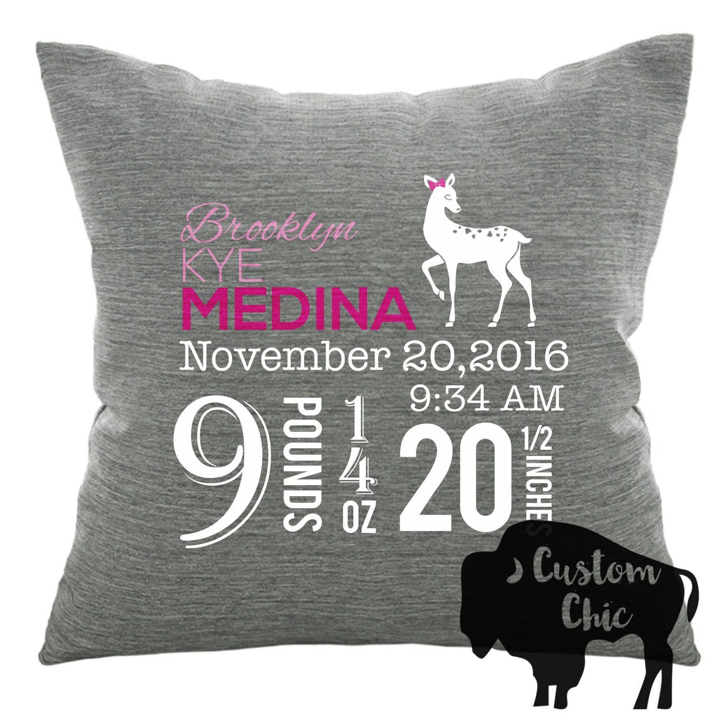 Deer Woodland Nursery personalized pillow