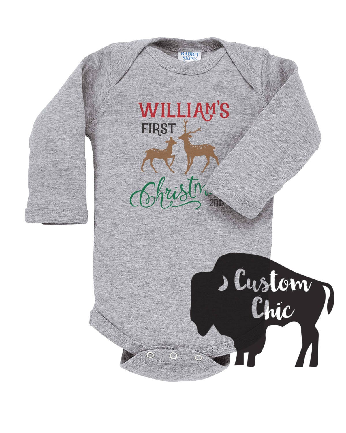 Baby's first Christmas Personalized One Piece Bodysuit