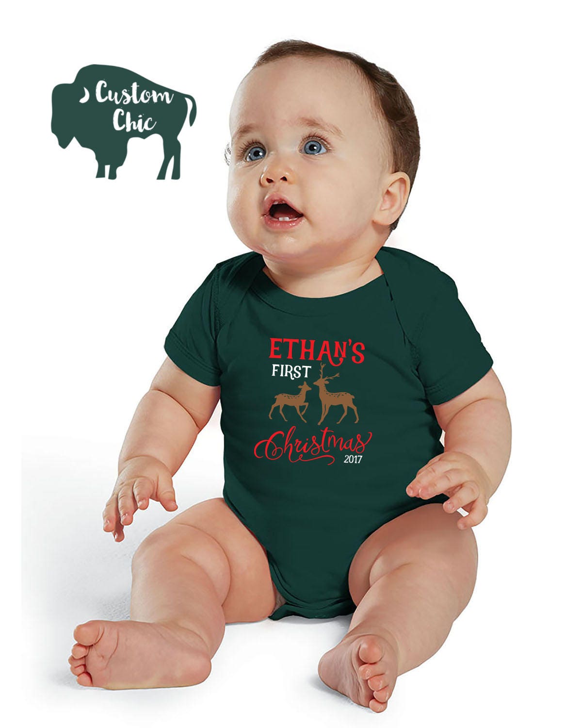 Baby's first Christmas Personalized One Piece Bodysuit