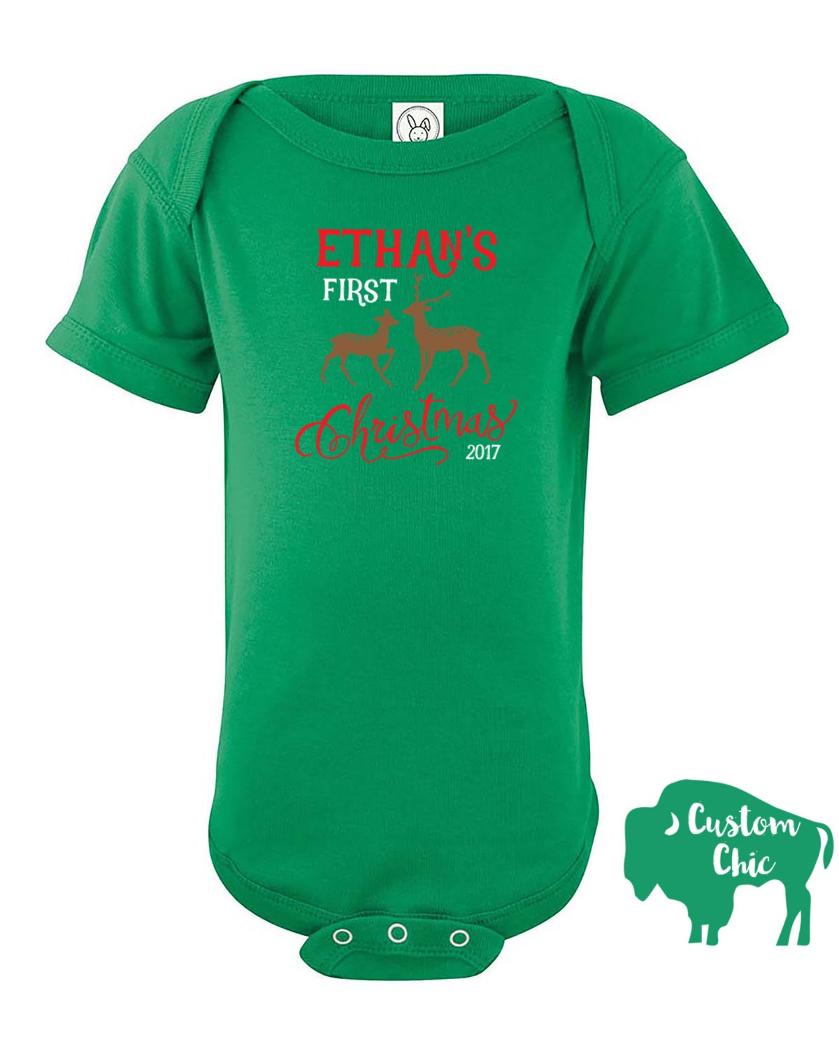 Baby's first Christmas Personalized One Piece Bodysuit