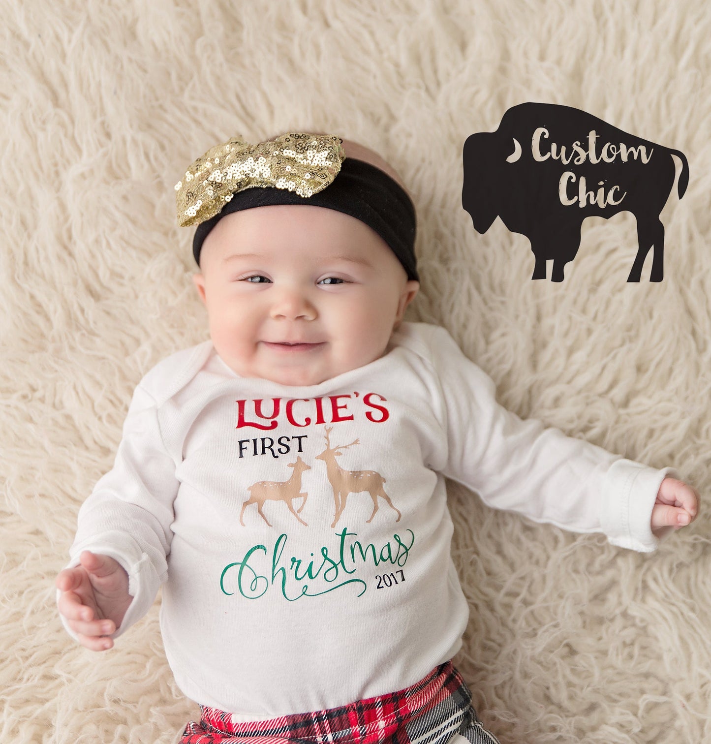 Baby's first Christmas Personalized One Piece Bodysuit