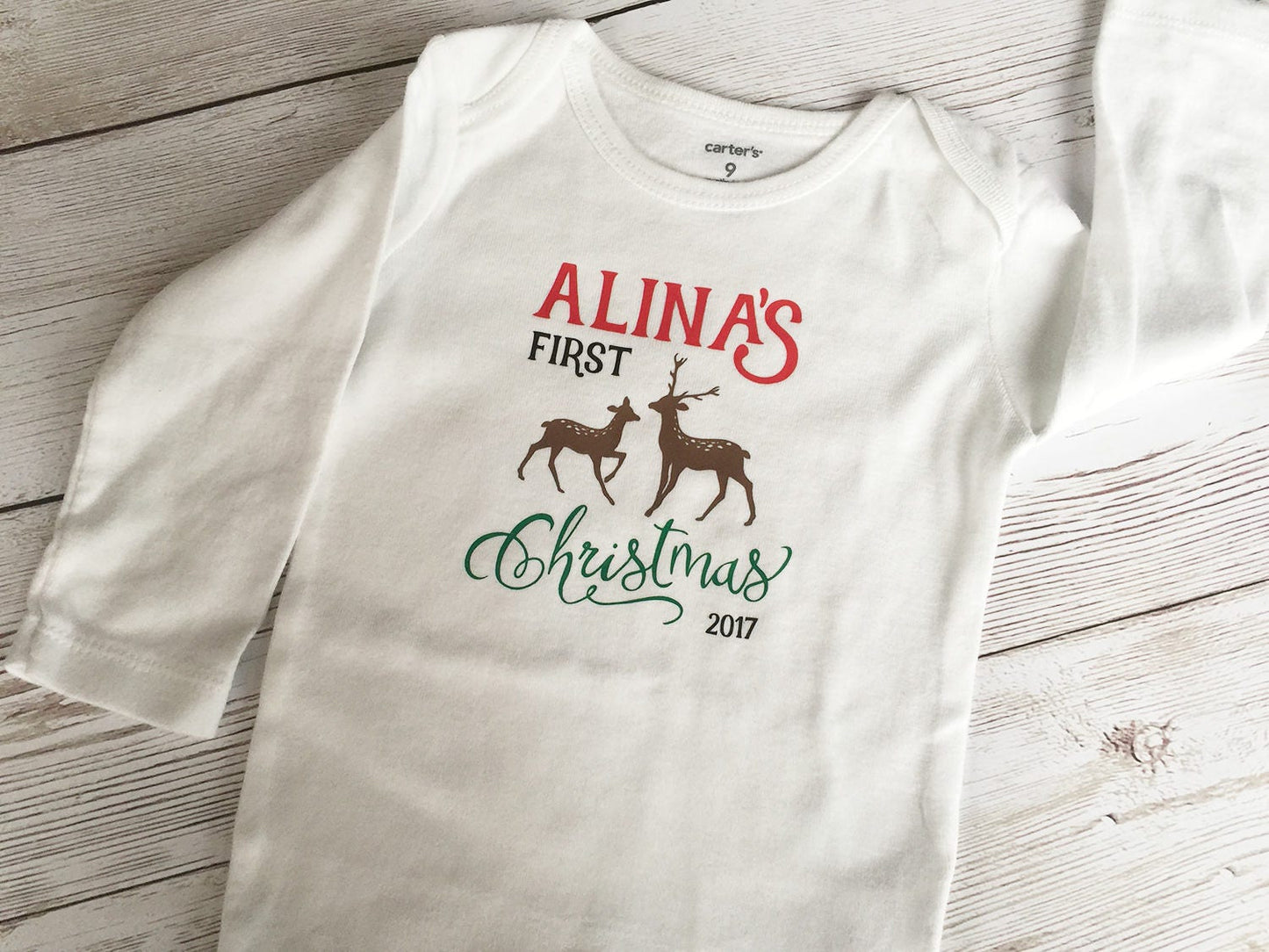 Baby's first Christmas Personalized One Piece Bodysuit