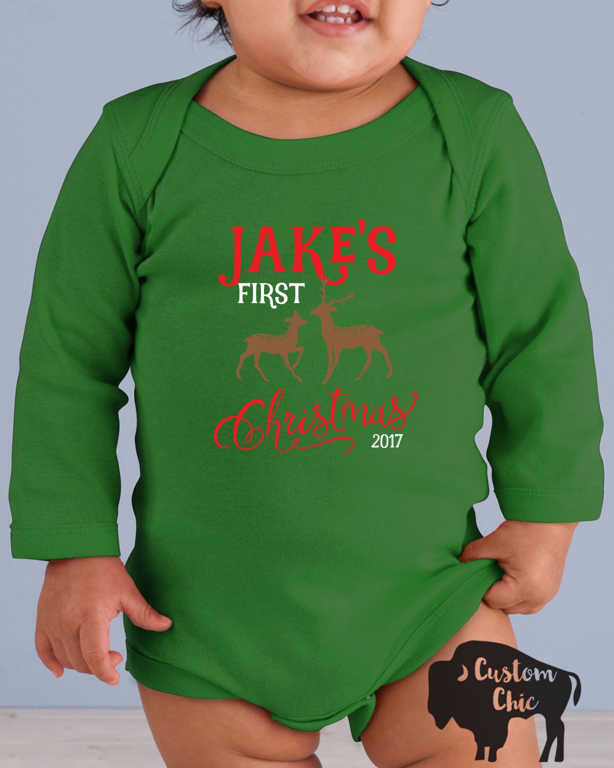 Baby's first Christmas Personalized One Piece Bodysuit