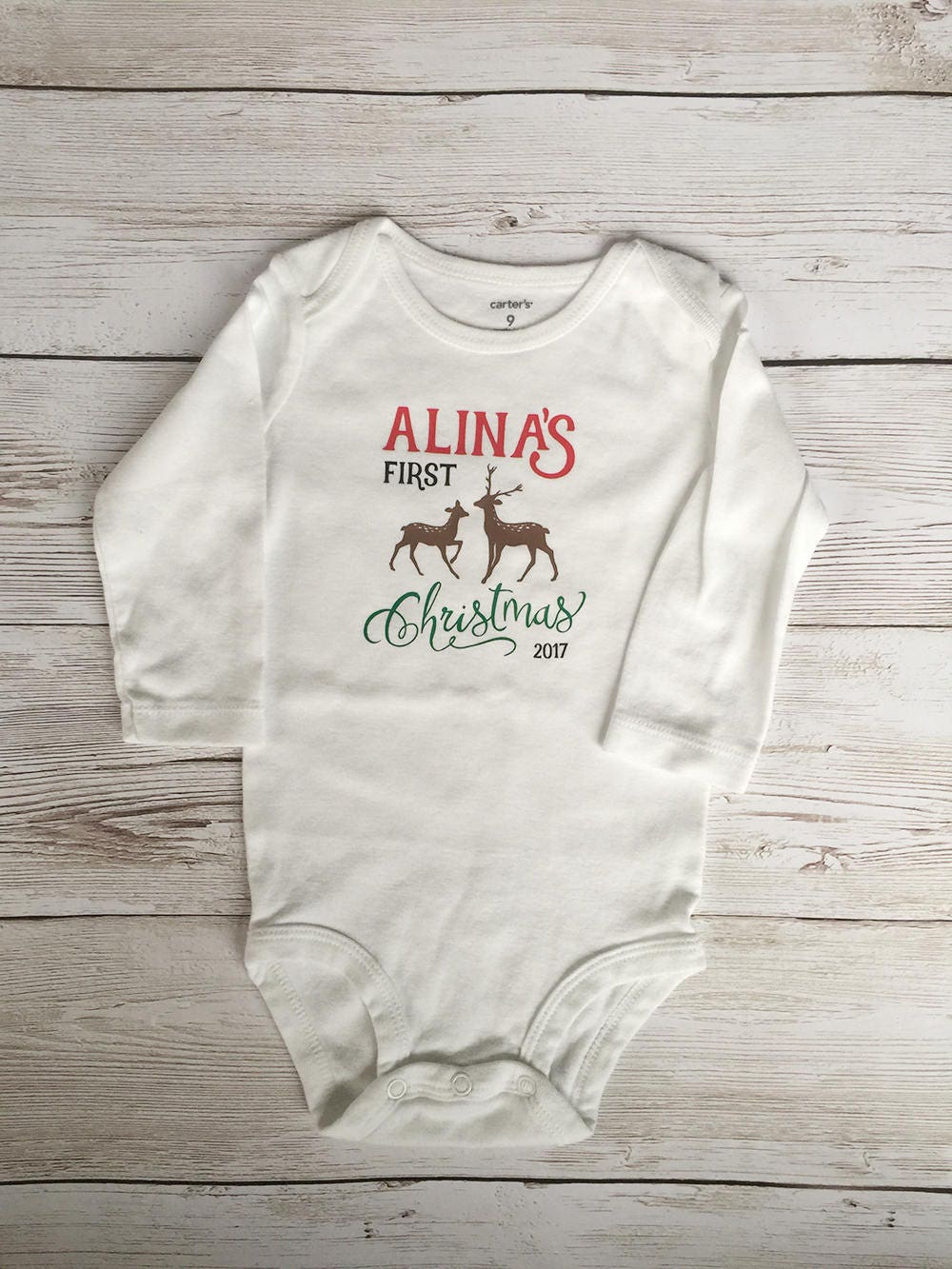Baby's first Christmas Personalized One Piece Bodysuit
