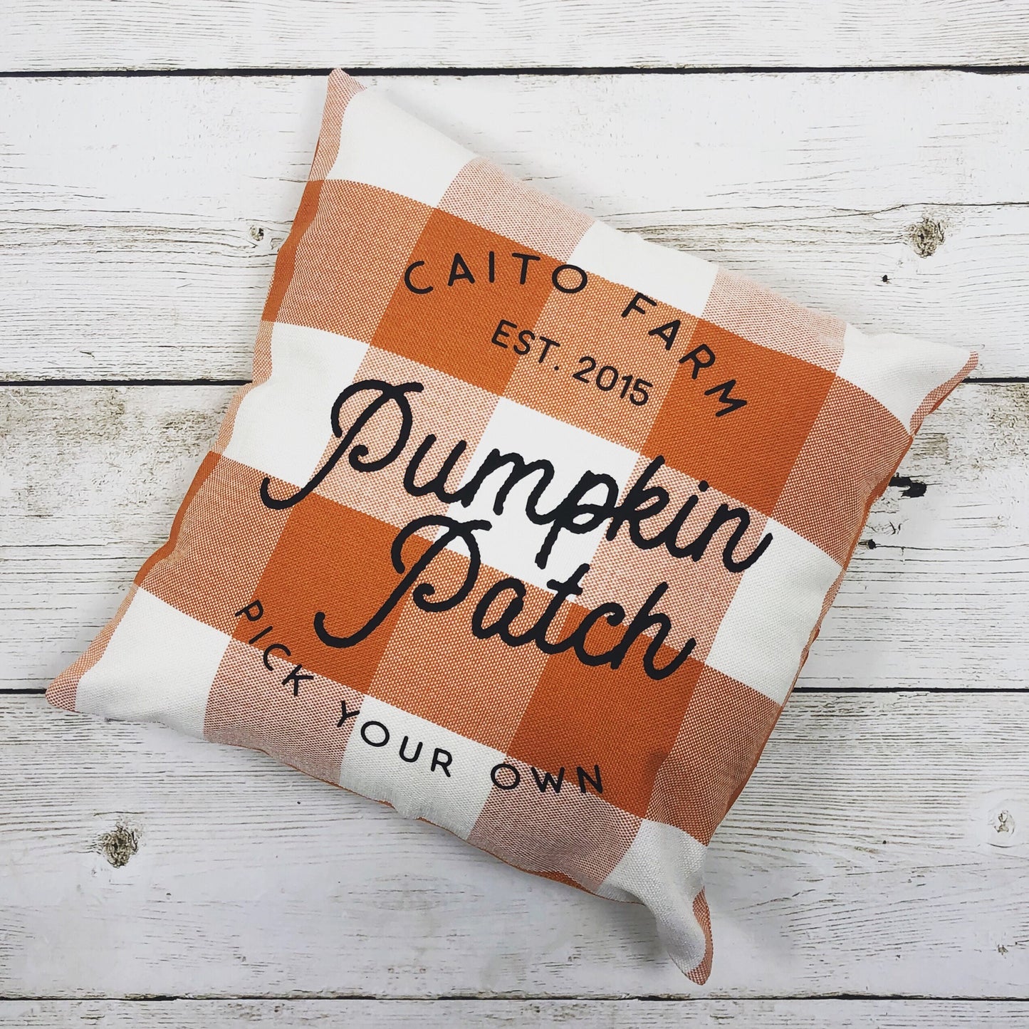 Pumpkin Patch Family Personalized Pillow | Buffalo Plaid Pillow