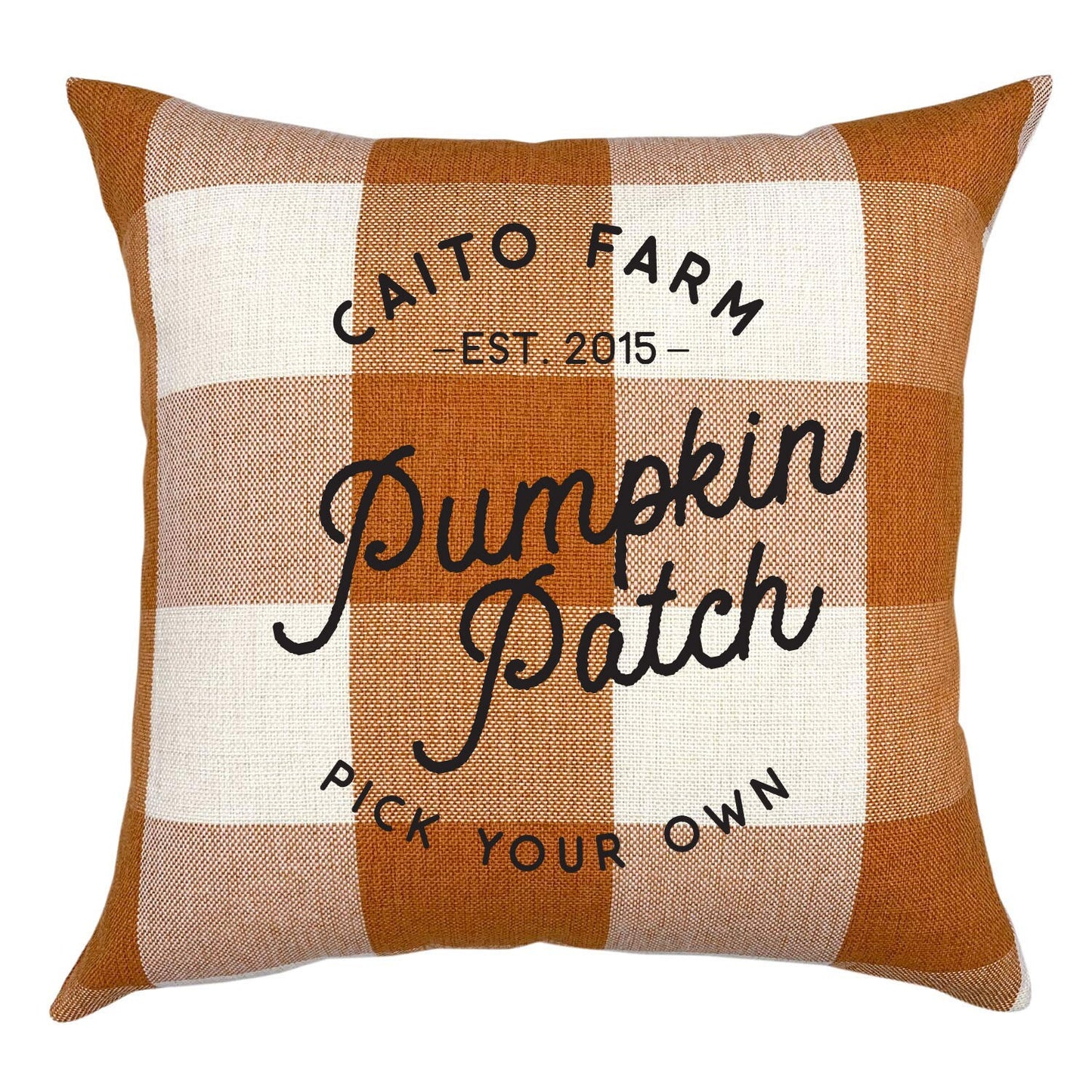 Pumpkin Patch Family Personalized Pillow | Buffalo Plaid Pillow