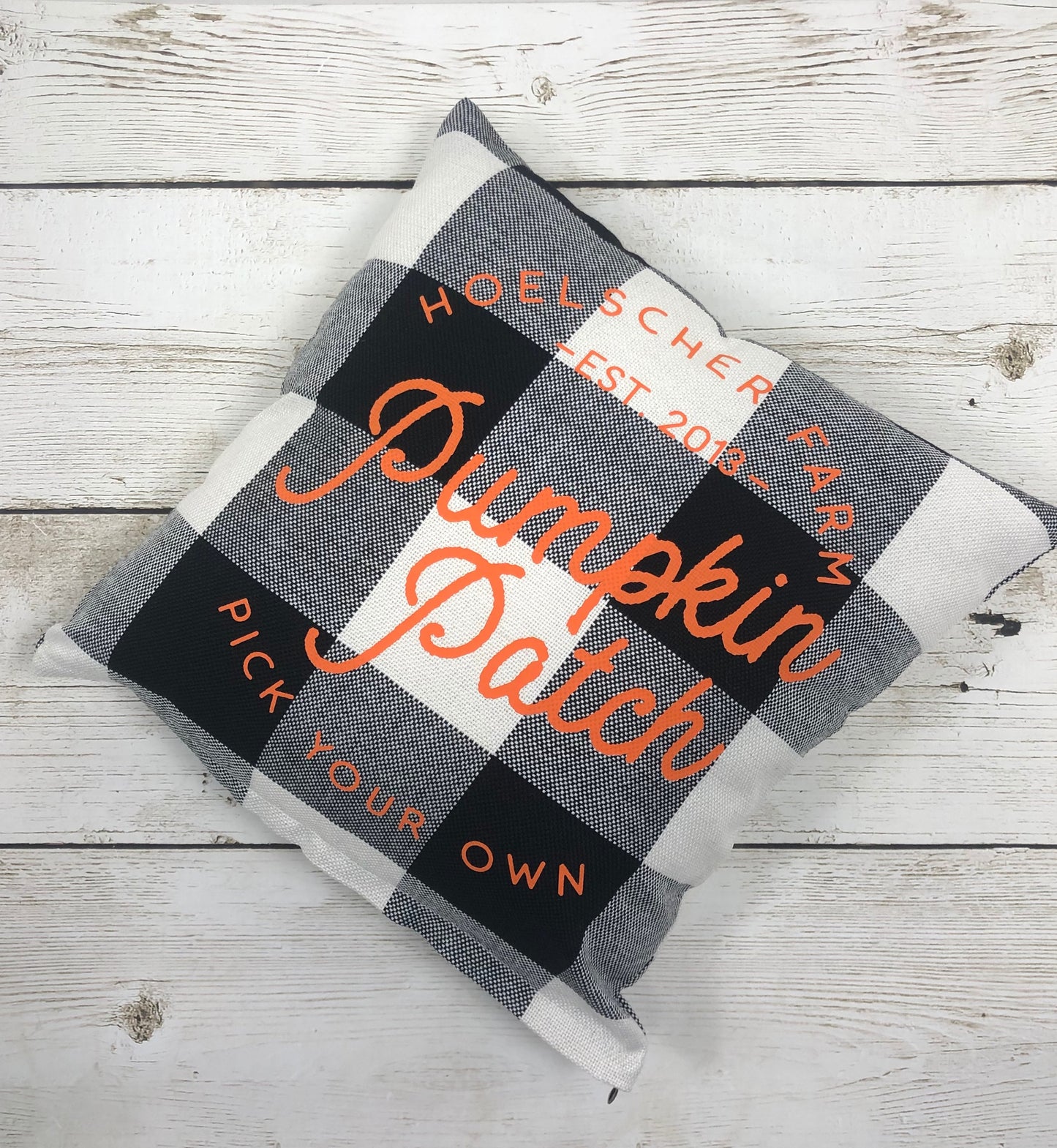 Pumpkin Patch Family Personalized Pillow | Buffalo Plaid Pillow