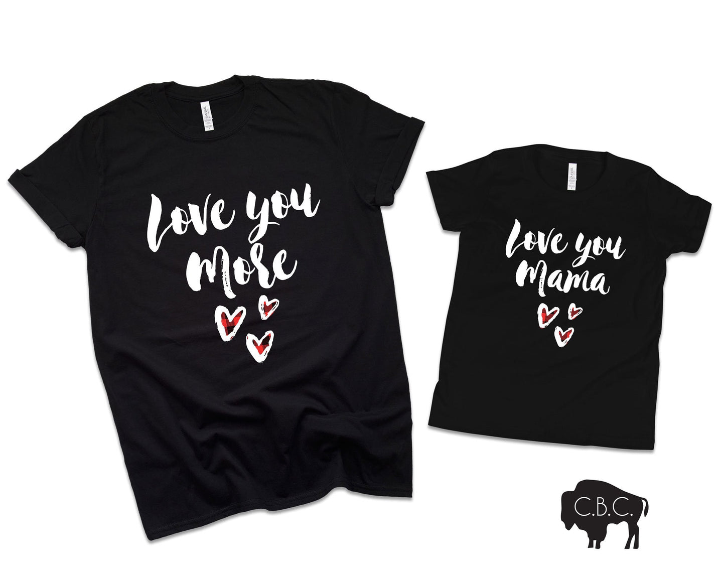 Love you Mama Love you More Mommy & Me Valentine's Day Shirt Set
