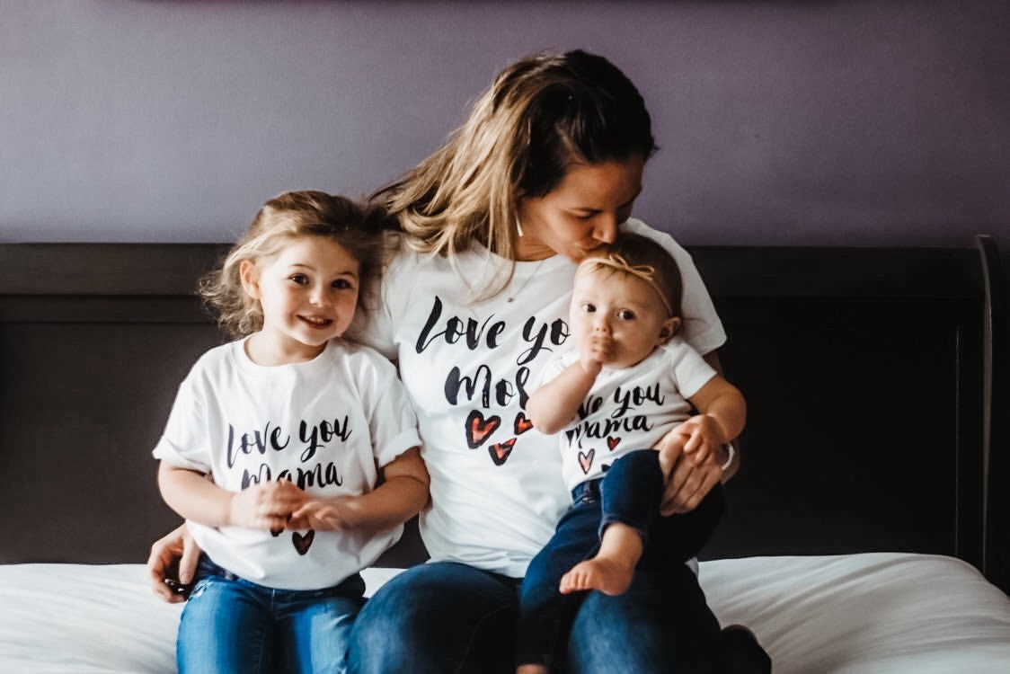 Love you Mama Love you More Mommy & Me Valentine's Day Shirt Set