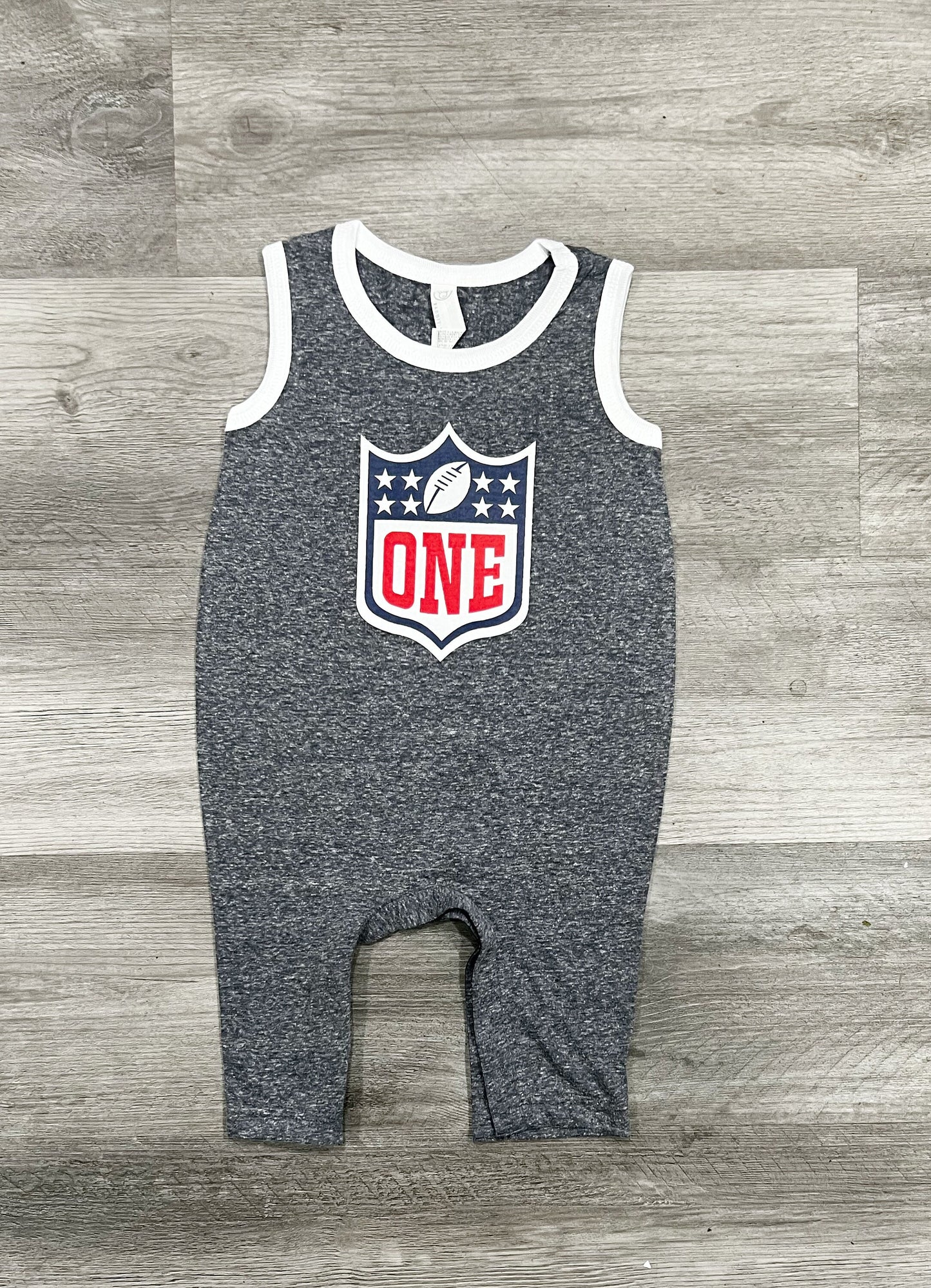 First Birthday Football Tank Romper