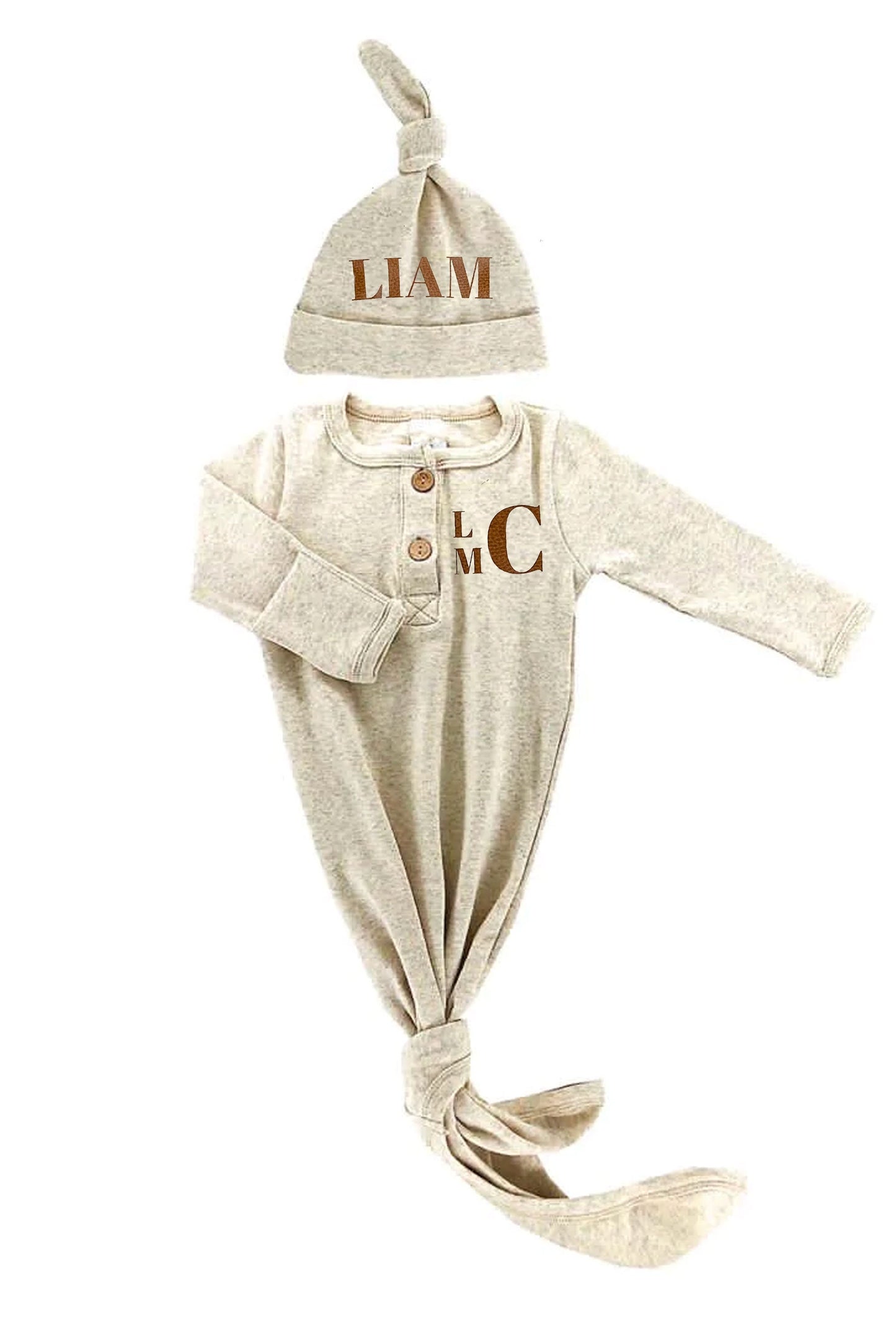 Baby Boy Personalized Name/ Initials Coming Home Gown and Hat