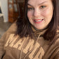 MAMA Sweatshirt | Varsity 3d Puffy Text Tan on Vintage Camel Hoodie | Vintage Black Mineral Wash on Black