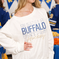 Buffalo Hockey Boat Neck off the Shoulder Slouchy Sweater