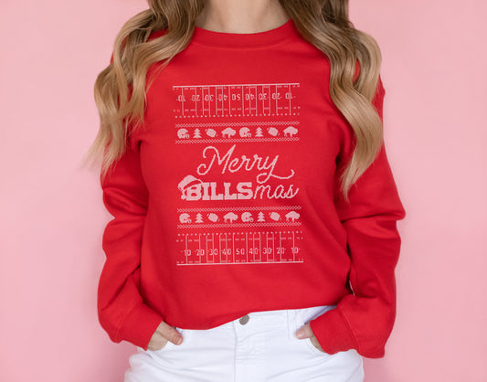 Merry Billsmas Ugly Christmas Sweater Crewneck Sweatshirt