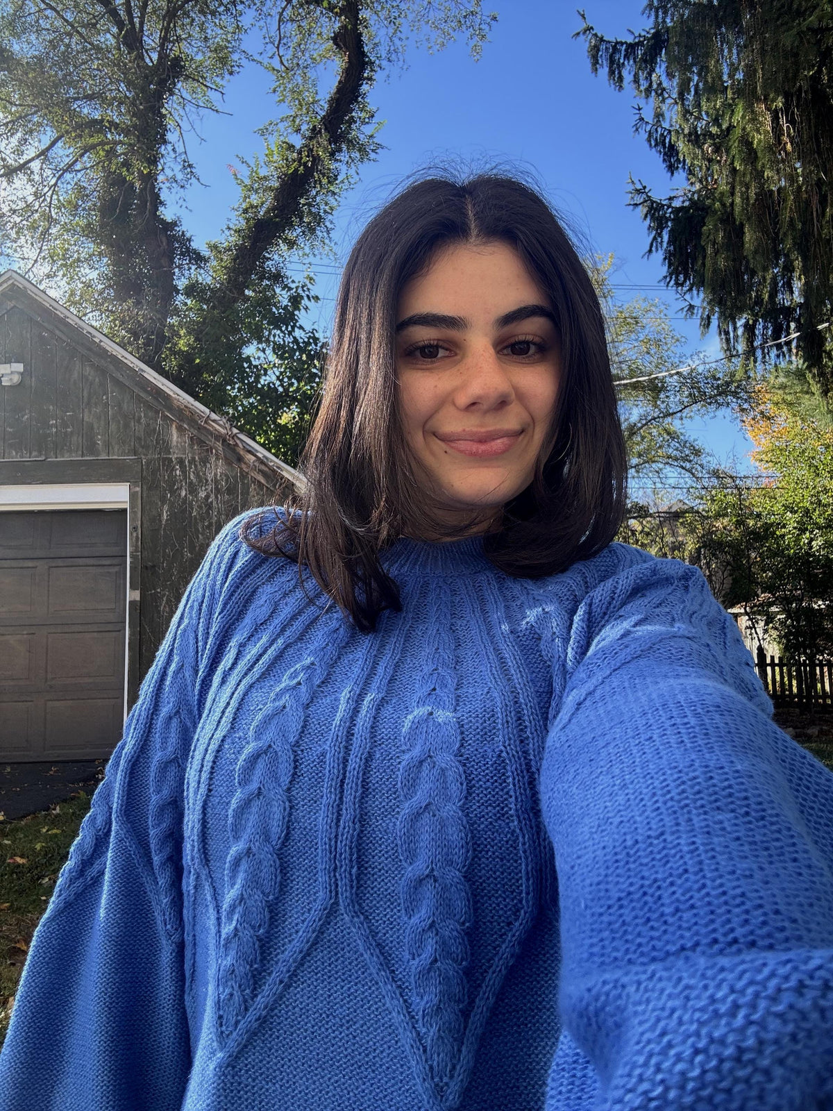 Cozy Blue Cable Knit Sweater