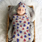 Buffalo Bear Baby bamboo swaddle and hat set