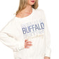 Buffalo Hockey Boat Neck off the Shoulder Slouchy Sweater