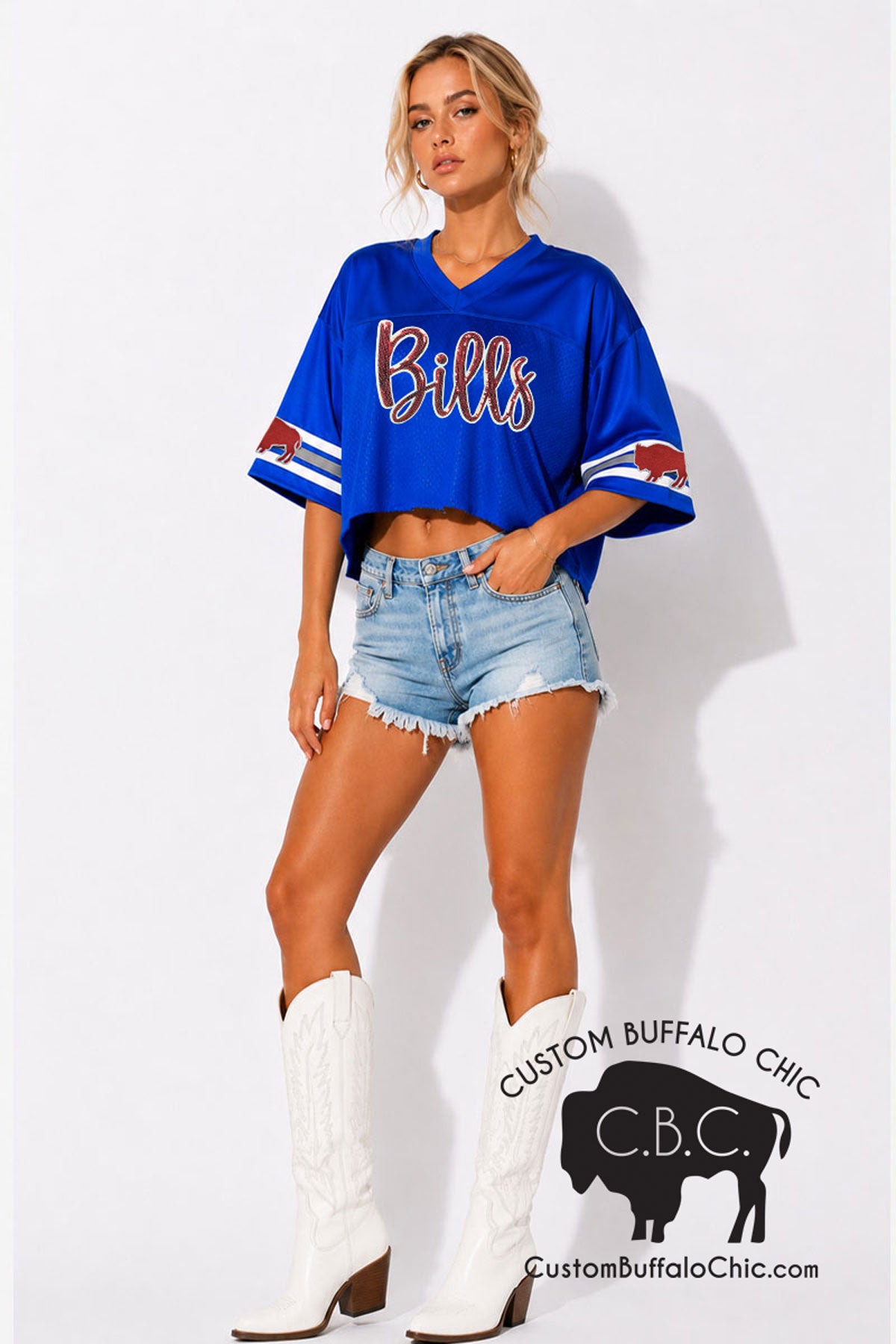 Buffalo Football Cropped Sequin Jersey