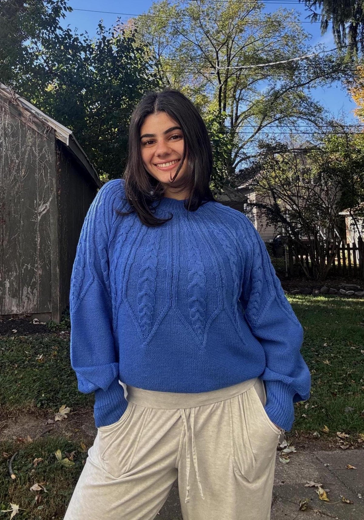Cozy Blue Cable Knit Sweater