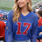 Buffalo Football Knit Sweater – Red & White 17 Mesh Sleeve Game Day Top