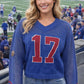 Buffalo Football Knit Sweater – Red & White 17 Mesh Sleeve Game Day Top