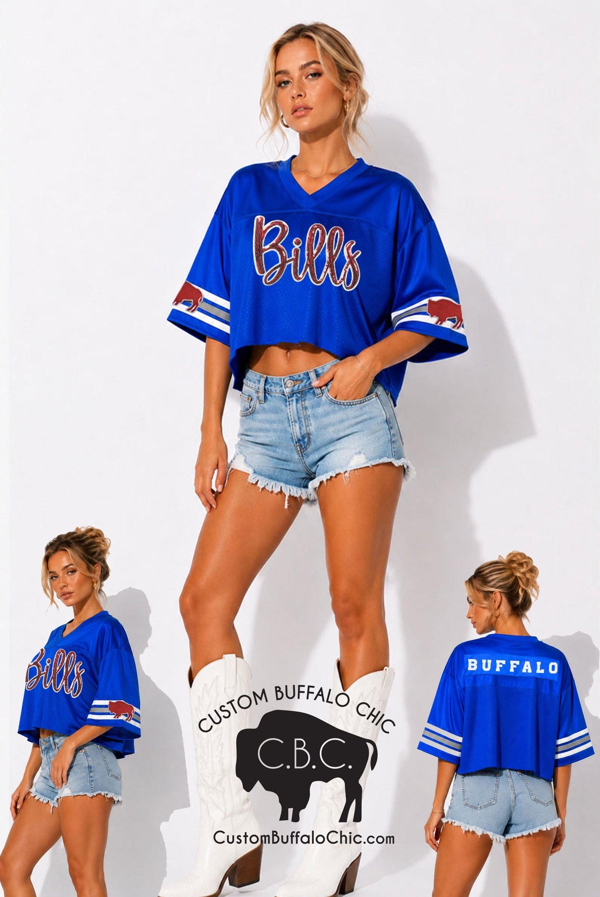Buffalo Football Cropped Sequin Jersey