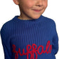 Kid's Hand-Embroidered Buffalo Knit Sweater | Chunky Yarn, Football Design