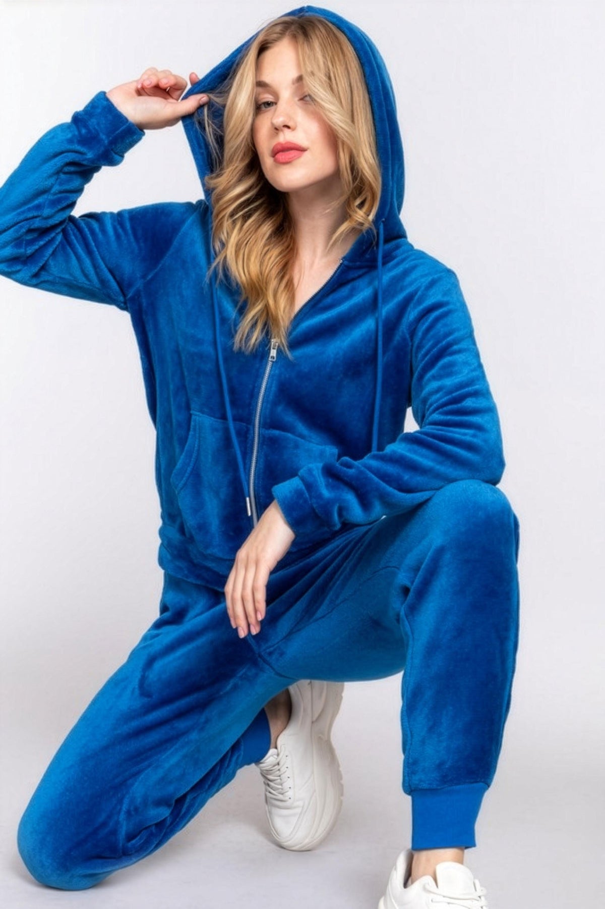 Buffalo Couture Royal Blue Luxe Velour Rhinestone Tracksuit
