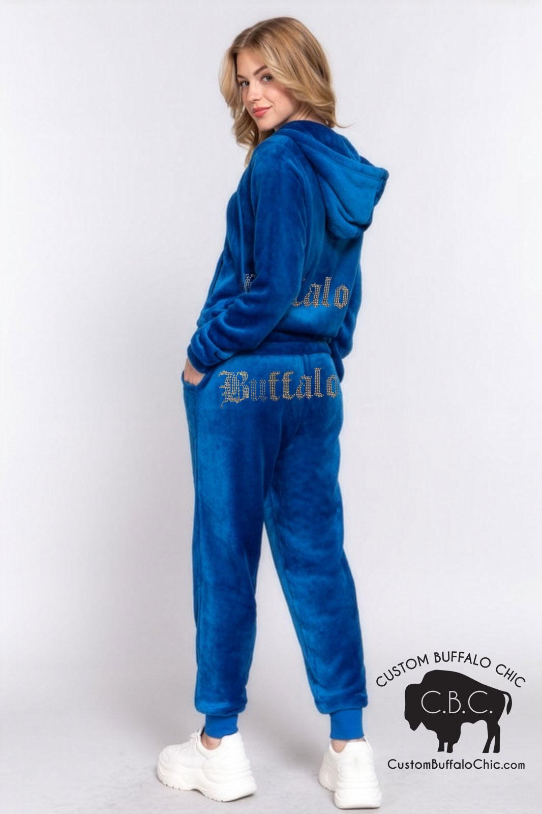 Buffalo Couture Royal Blue Luxe Velour Rhinestone Tracksuit