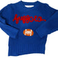 Kid's Hand-Embroidered Buffalo Knit Sweater | Chunky Yarn, Football Design