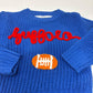 Kid's Hand-Embroidered Buffalo Knit Sweater | Chunky Yarn, Football Design