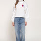 Mock Neck Buffalo Back Cream Crop Sweatshirt