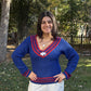 Red and Royal Blue Buffalo V-Neck Sweater
