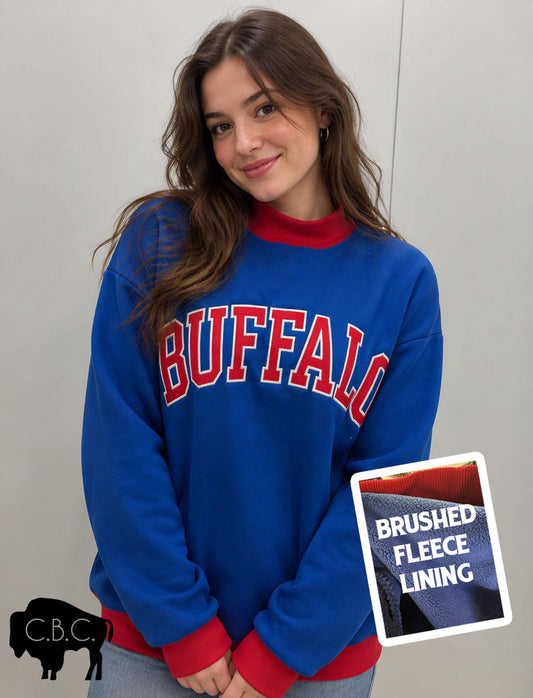 Buffalo Embroidered Mockneck Sweater | Brushed Fleece Lined