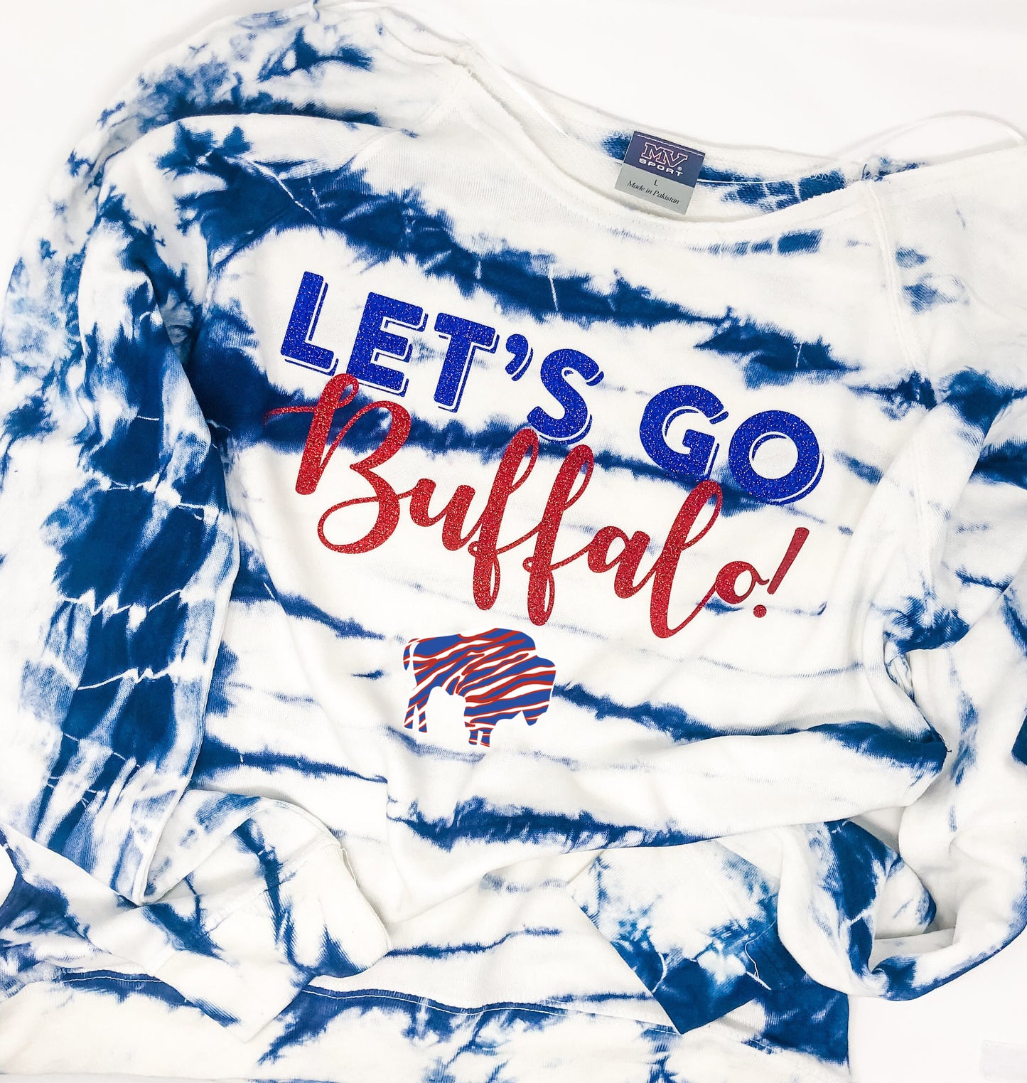 Buffalo slouchy off the shoulder tie-dye sweatshirt for women GO  Bills