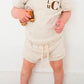 Baby Boy Monogram shirt short set | Oatmeal