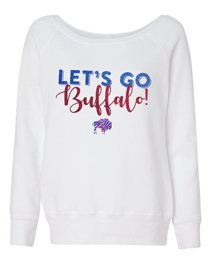 Let's Go Buffalo Wide Neck off the Shoulder Slouchy Sweater