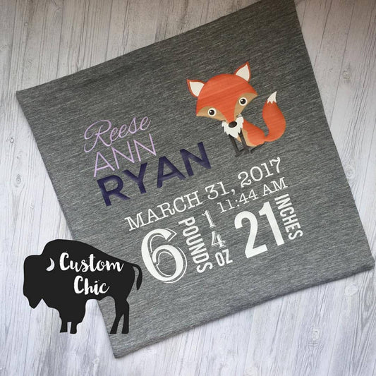 Fox Woodland Nursery Decor Birth Announcement  personalized pillow