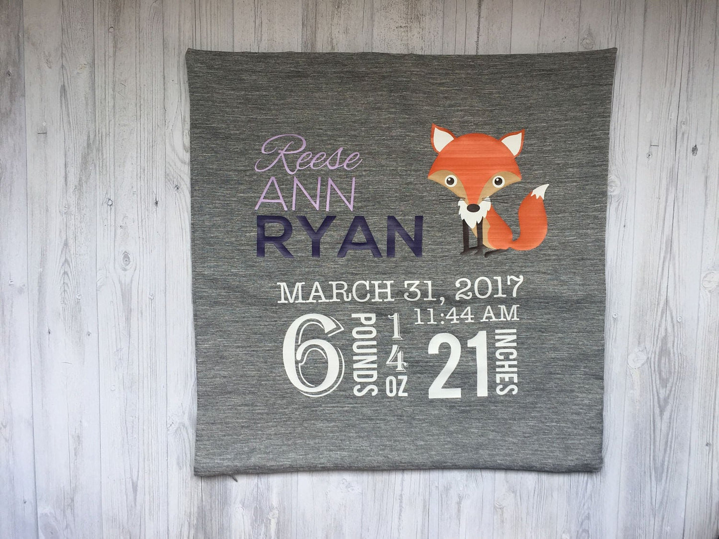 Fox Woodland Nursery Decor Birth Announcement  personalized pillow