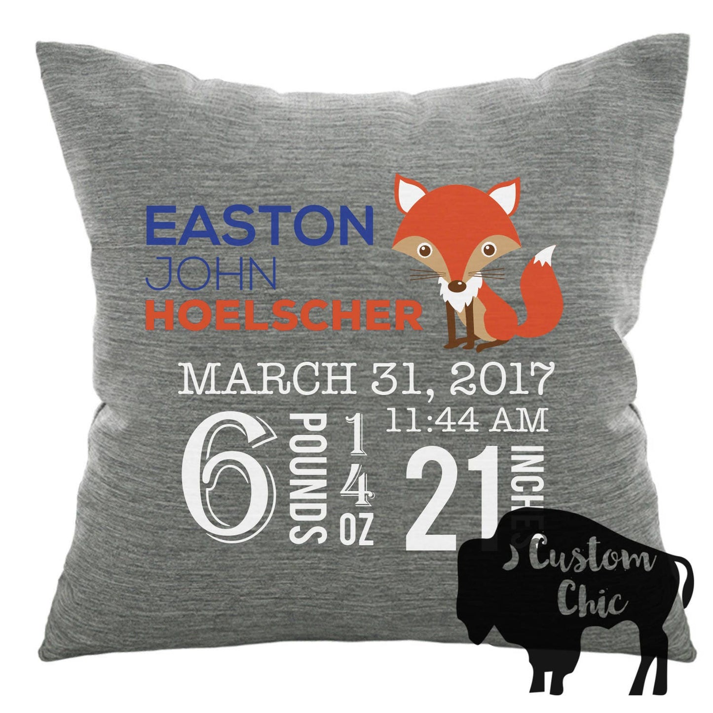 Fox Woodland Nursery Decor Birth Announcement  personalized pillow