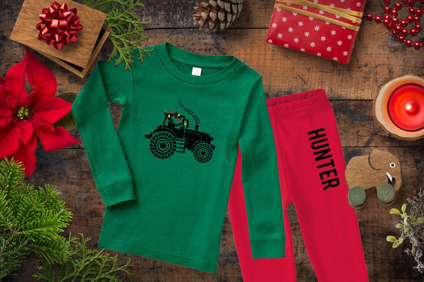 Christmas Tractor Personalized Pajamas | Christmas Pajamas