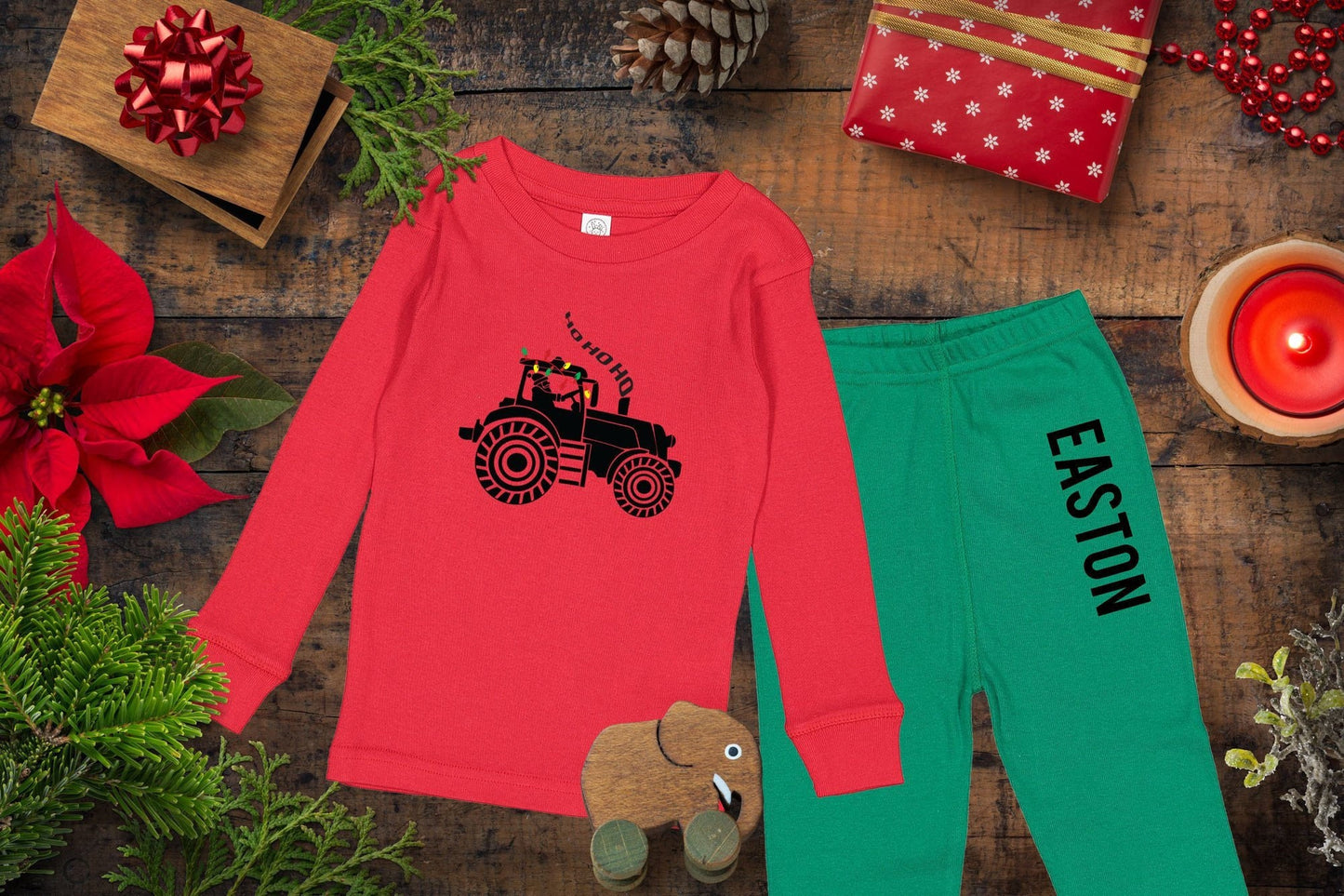 Christmas Tractor Personalized Pajamas | Christmas Pajamas