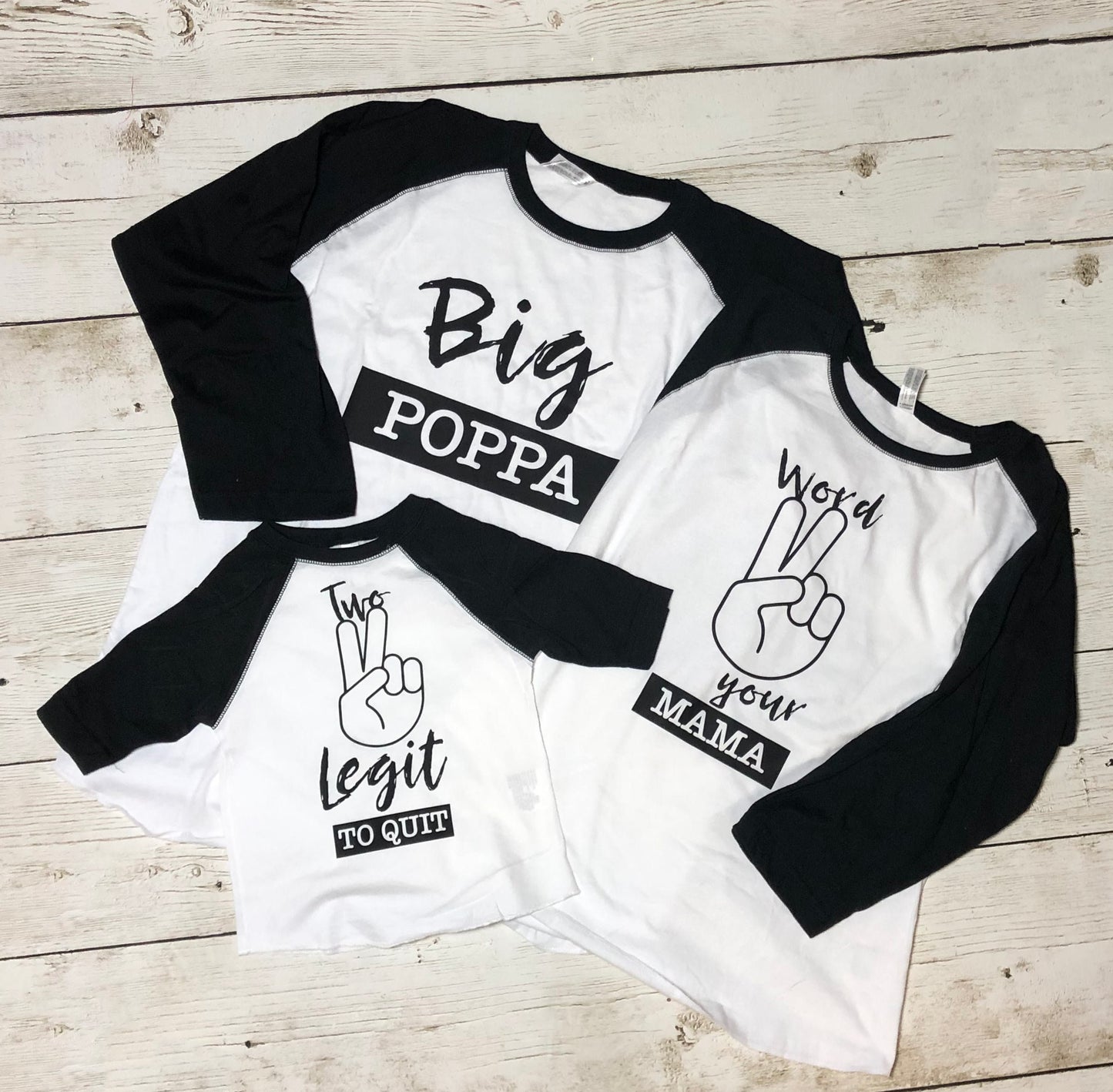 Two Legit to Quit Family shirts | Word 2 your Mama Baseball Tee | Big Poppa Shirt